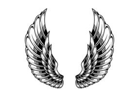 vector vintage angel wing tattoo illustration