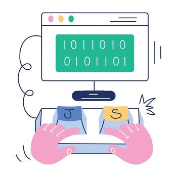 web programación garabatear mini ilustración vector