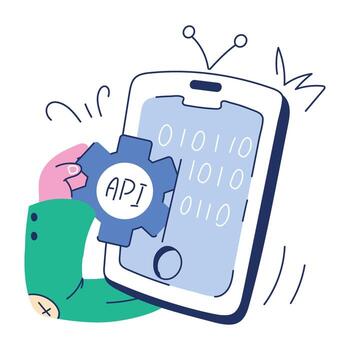 web programación garabatear mini ilustración vector