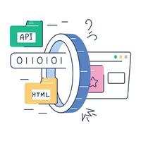 Web Programming Doodle Mini Illustration vector