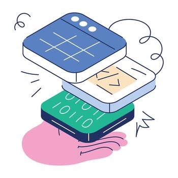 web programación garabatear mini ilustración vector