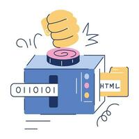 Programming Services Doodle Mini Illustration vector