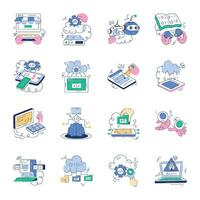 Set of API Development Doodle Illustrations vector