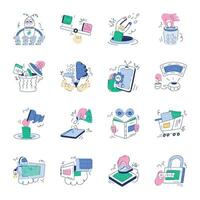 Programming Constructs Doodle Mini Illustrations vector