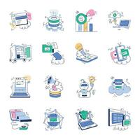 Development Services Doodle Mini Illustrations vector