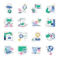 Collection of Source Code Doodle Mini Illustrations vector