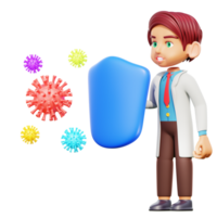 3d illustration male doctor fighting virus png