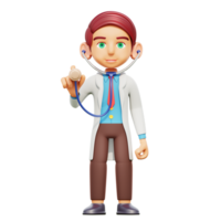 3d illustratie mannetje dokter Holding stetoscoop png