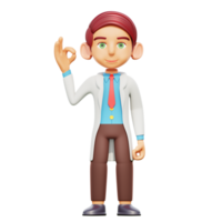 3d illustration male doctor ok gesture png