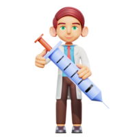 3d illustration male doctor holding injection png