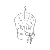 Easter cake isolated on a white background. Doodle vector illustration. Linear sketch.