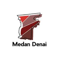 vector mapa ciudad de medan denai, elemento gráfico ilustración modelo diseño