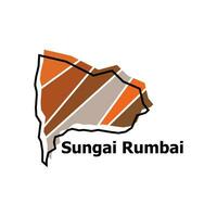 Map of Sungai Rumbai City modern outline, High detailed vector illustration Design Template, suitable for your company