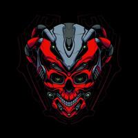 the red robot skull head vector