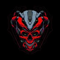 the red robot skull head vector