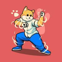 akita karate pose fighting illustration vector