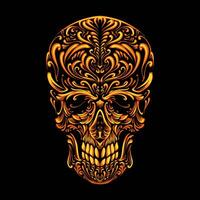 the gold skull baroque ornaments illustration vector