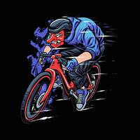 the japanese tengu mask ride bicycle vector