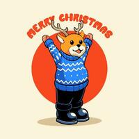 cute cartoon deer christmas illustration vector