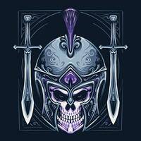 spartan warrior skull head illustration vector