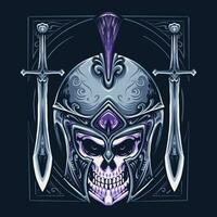 spartan warrior skull head illustration vector