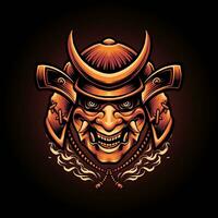 samurai devil mask japanese illustration vector