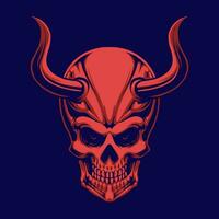 red skull head devil vector illustration