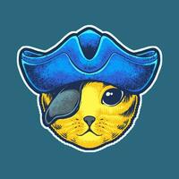 Ilustración de vector de cabeza de gato pirata