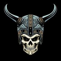 viking skull helmet vector illustration