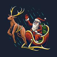 Fly Deer Santa Claus Illustration vector