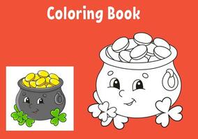 Trace and color. Coloring page for kids. Handwriting practice. Education developing worksheet. Activity page. Game for toddlers. Vector illustration.