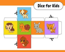 Paper dice for kids. Template for print. Vector illustration.