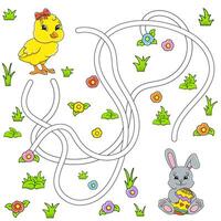 Funny maze for kids. Puzzle for children. cartoon character. Labyrinth conundrum. Find the right path. Vector illustration.