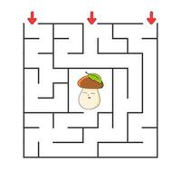 Square maze. Game for kids. Puzzle for children. cartoon character. Labyrinth conundrum. Find the right path. The development of logical and spatial thinking. Vector illustration.