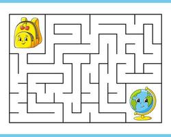 Rectangle maze. Game for kids. Funny labyrinth. Education developing worksheet. Activity page. Puzzle for children. cartoon style. Riddle for preschool. Logical conundrum. Vector illustration.