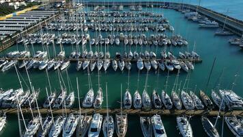 Aerial view of a yacht club video