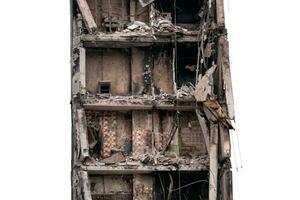 destroyed and burned houses in the city Russia Ukraine war photo