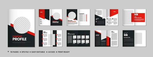 Company profile, multipage flyer brochure, 16 pages portfolio magazine, annual report, catalog and a4 multipage template design vector