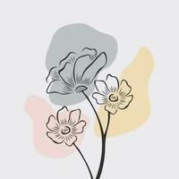 Line art floral ilustration isolated in white background vector