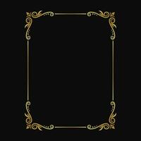 Square gold frame with ornament vector design