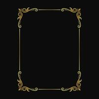 Square gold frame with ornament vector design