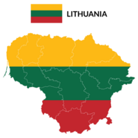Lithuania map. Map of Lithuania with Lithuania flag png
