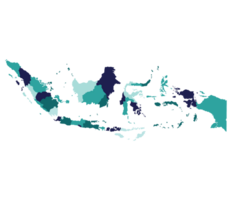 Indonesia map. Map of Indonesia in administrative provinces in blue color png