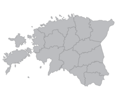 Estonia map. Map of Estonia in administrative regions in grey color png