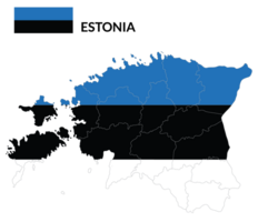 Estonia map. Map of Estonia with Estonian flag png