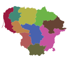 Lithuania map. Map of Lithuania in administrative regions png