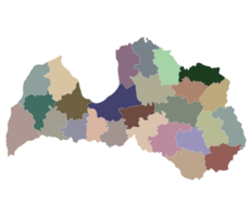 Latvia map. Map of Latvia in administrative regions png