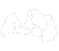 Latvia map. Map of Latvia divided into five main regions in white color png