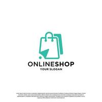 online shopping logo design. quick shopping store logo template vector