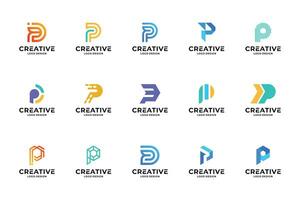 Set of creative initial letter P logo design. Collection of letter P logotype. vector